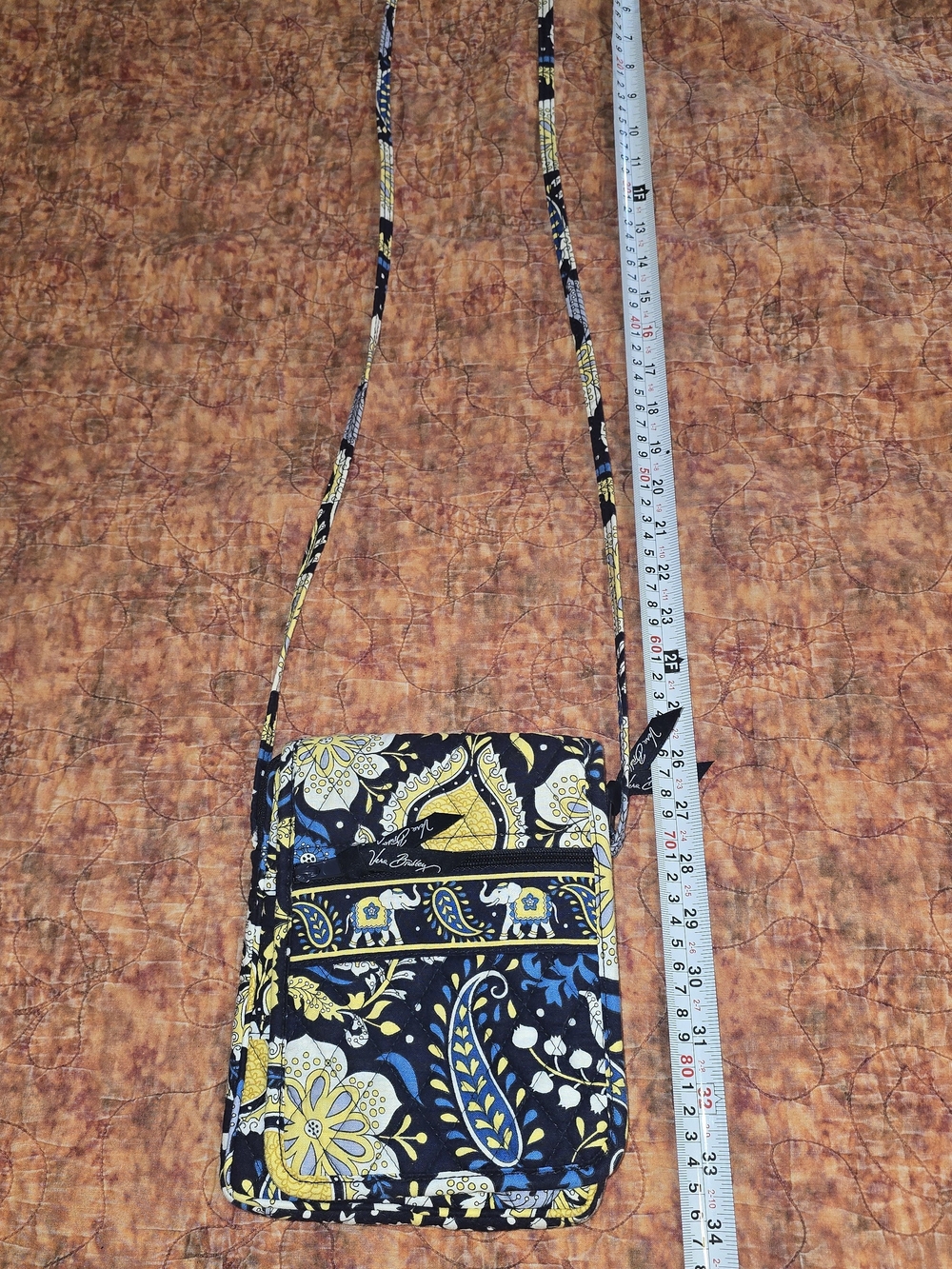 Vera Bradley Little Hipster Crossbody Bag Ellie Blue Elephant Paisley Retired
